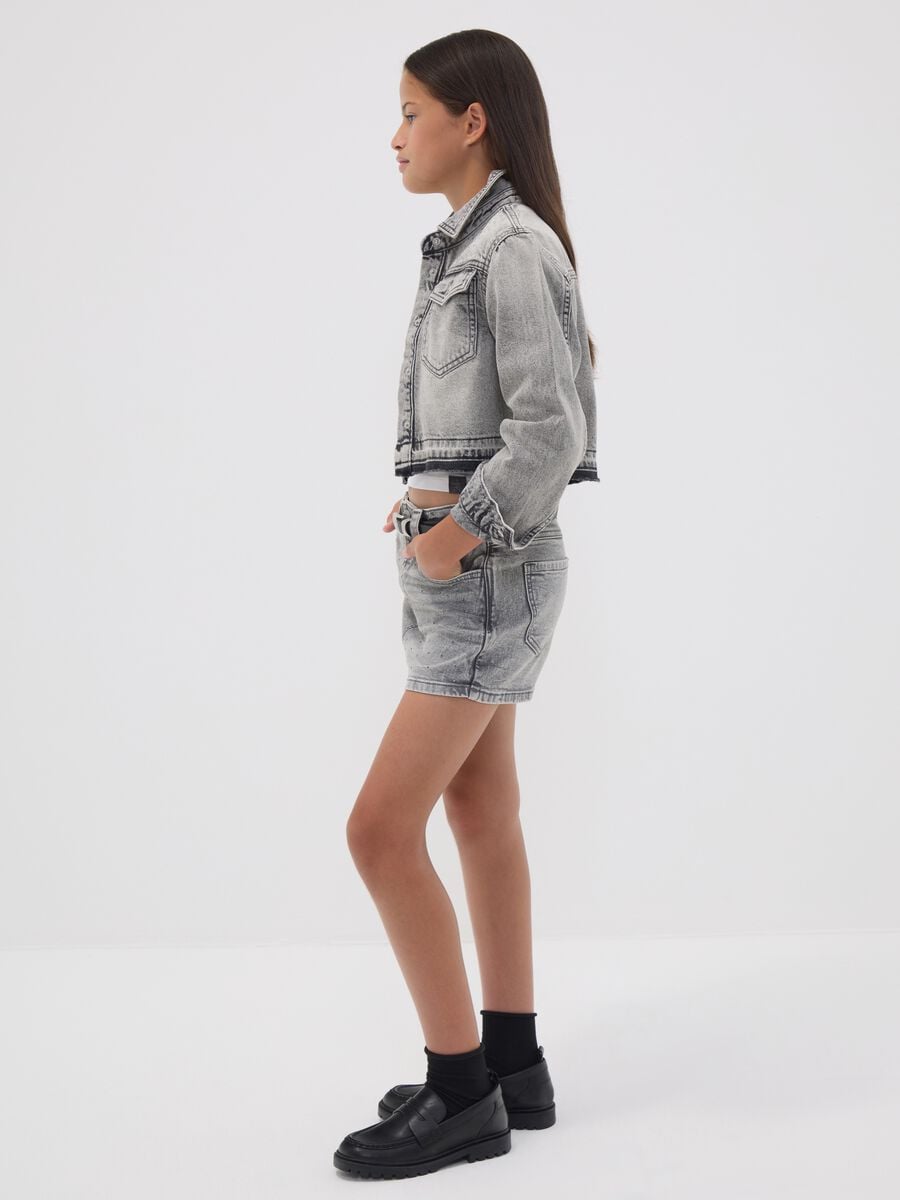 Gonna pantalone grigia in cotone elasticizzato regular fit per ragazza_2