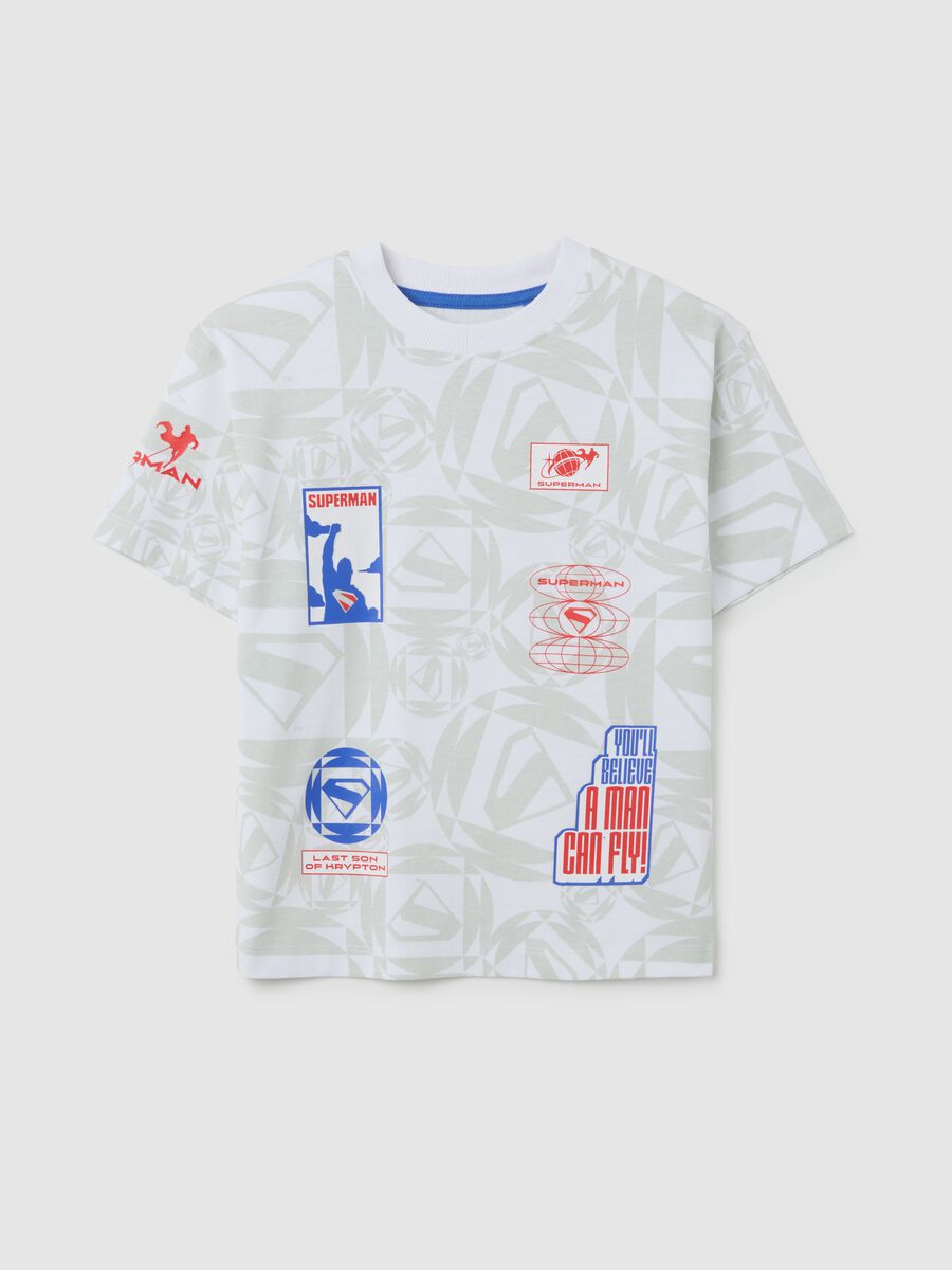 Multicolour pure cotton children's T-shirt with Superman print_0