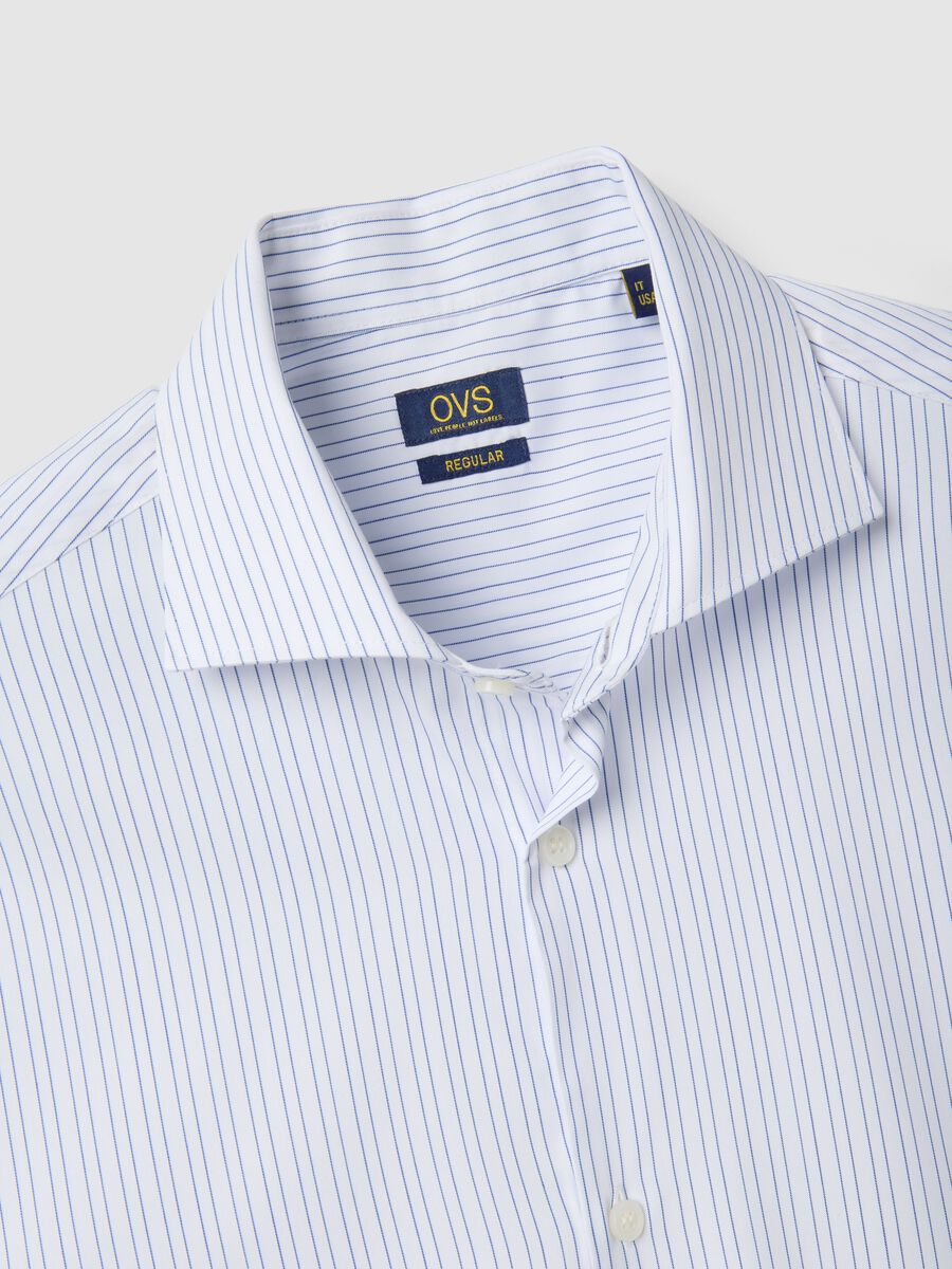 Camicia a righe multicolor regular fit con collo alla francese_1