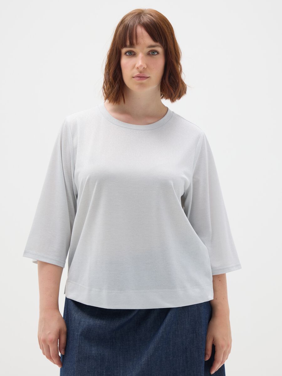 Grey stretch fabric regular fit t-shirt_0