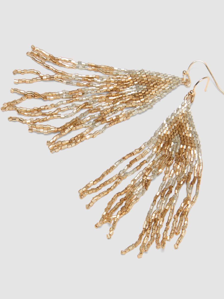 Dangling Earrings with Multicolour Glass Beads_1