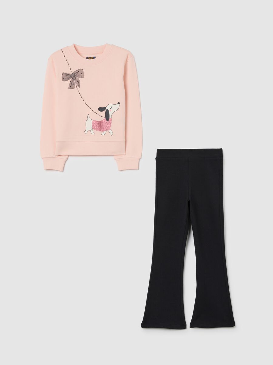 Pink cotton sweatshirt and leggings set_0