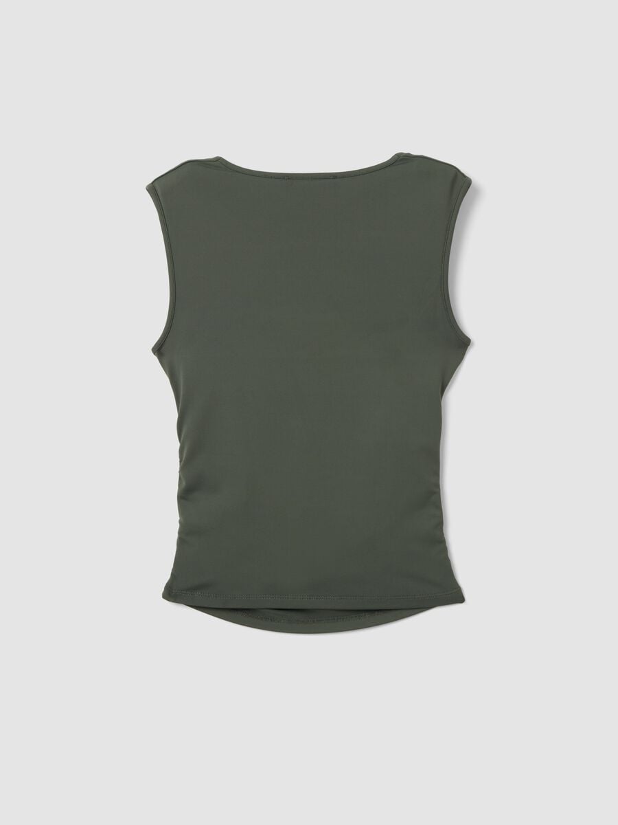 Green stretch tank top with side ruching_5