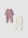 2-pack purple and white cotton-blend baby sleepsuits with feet_0
