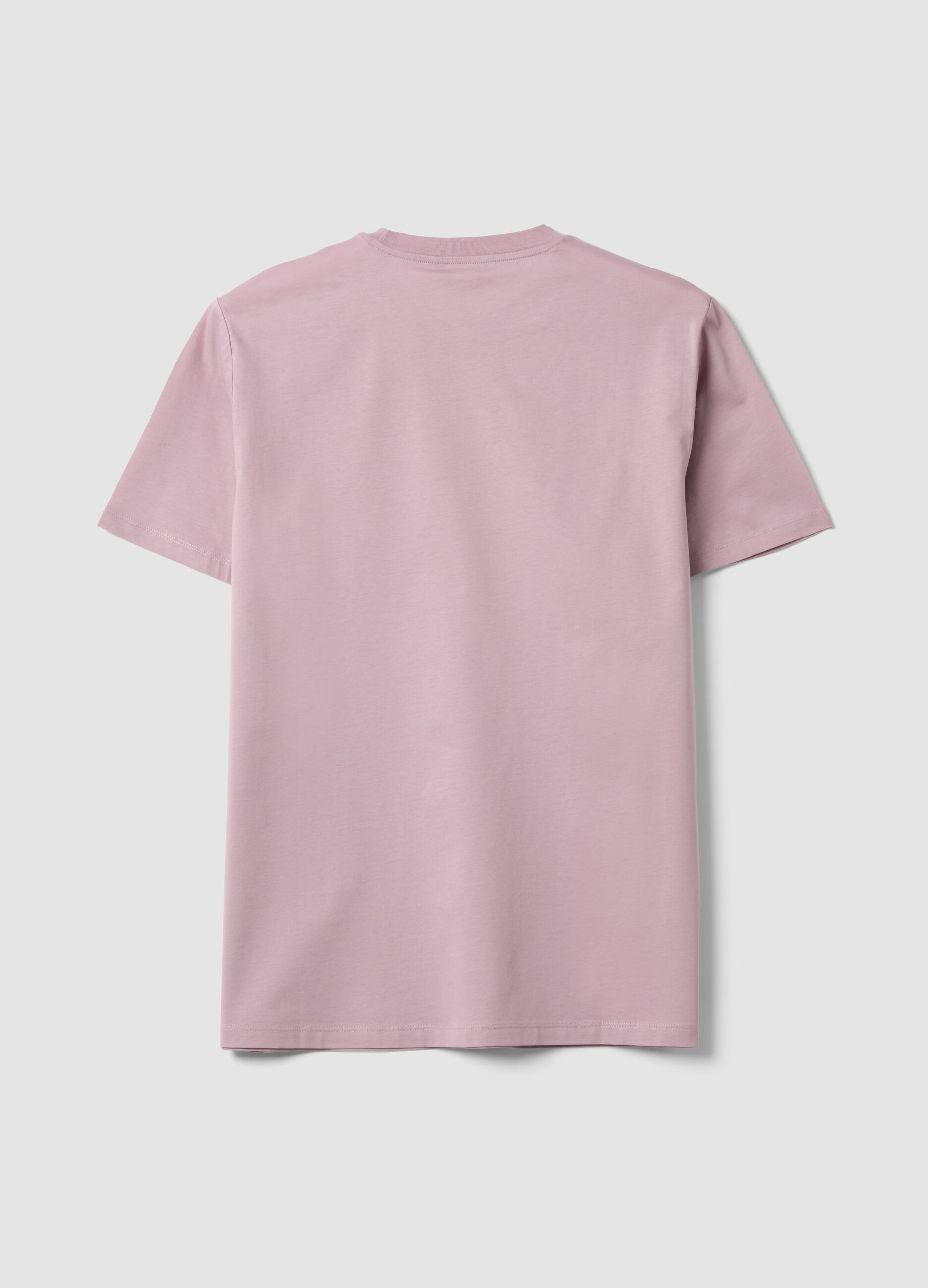 Purple mercerised pure cotton crew-neck T-shirt, regular fit