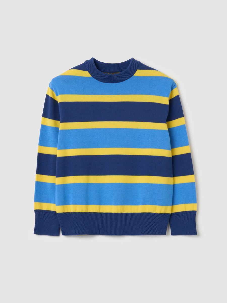 Cotton pullover with striped pattern_0