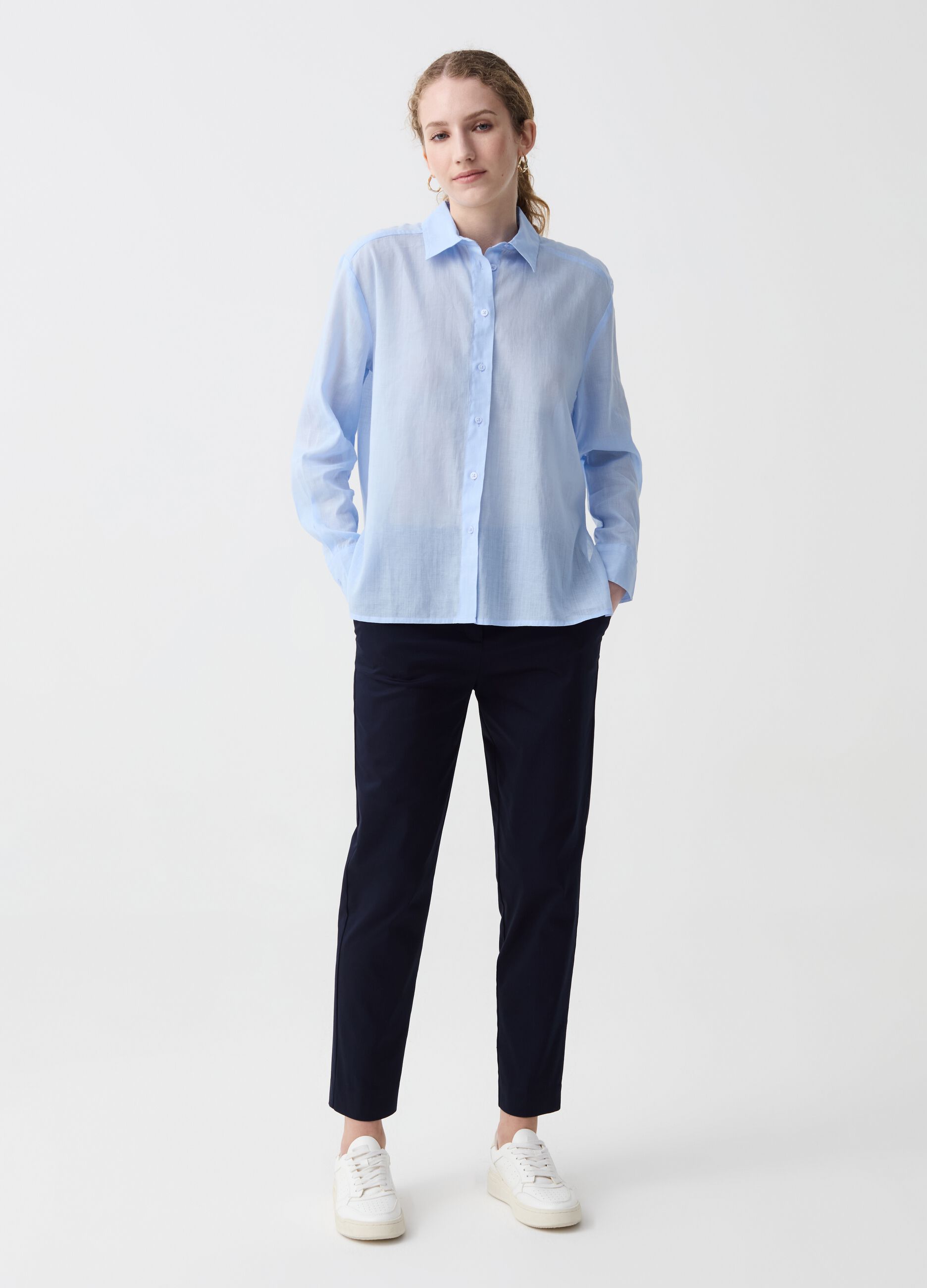 Cigarette trousers in stretch cotton