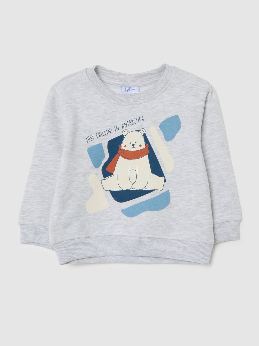 Felpa grigia per bimbi in cotone regular fit con stampa_0