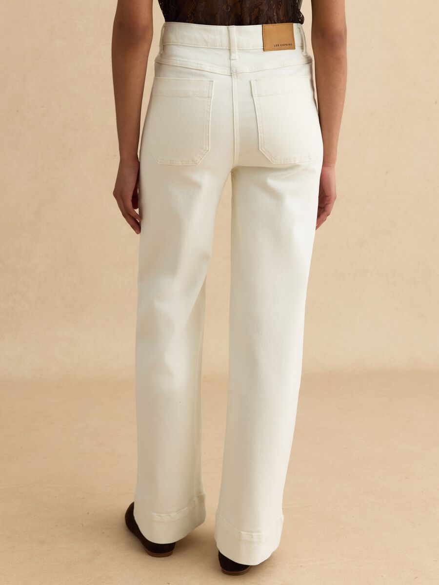 White stretch cotton regular fit trousers_2