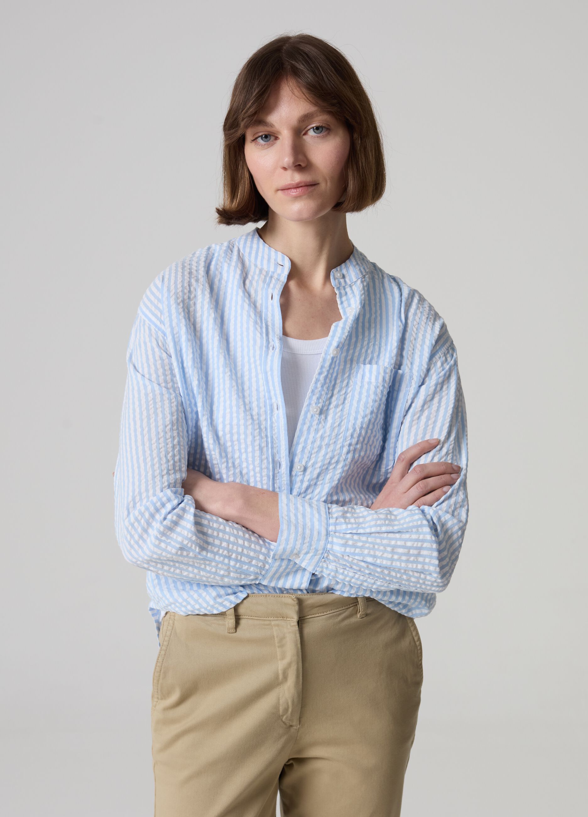 Camicia in seersucker a righe