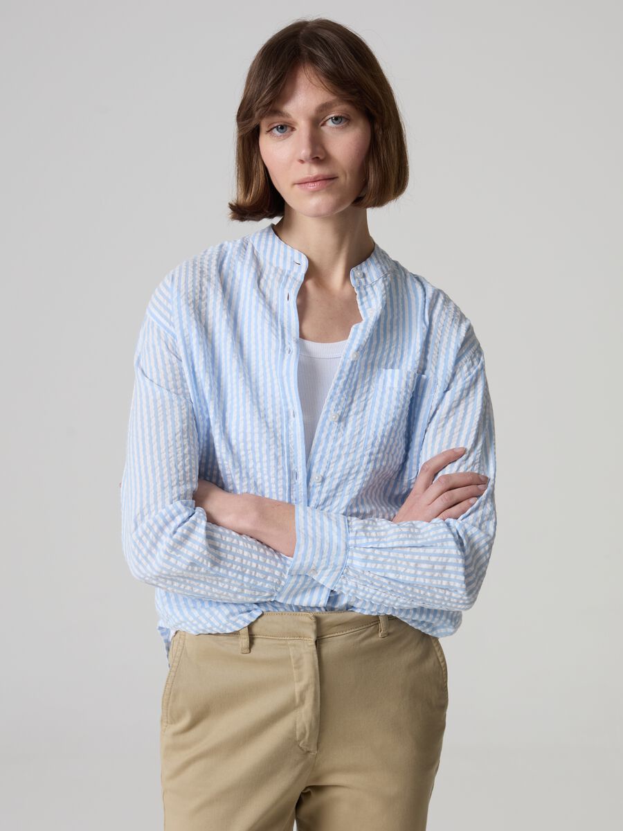 Striped seersucker shirt_0