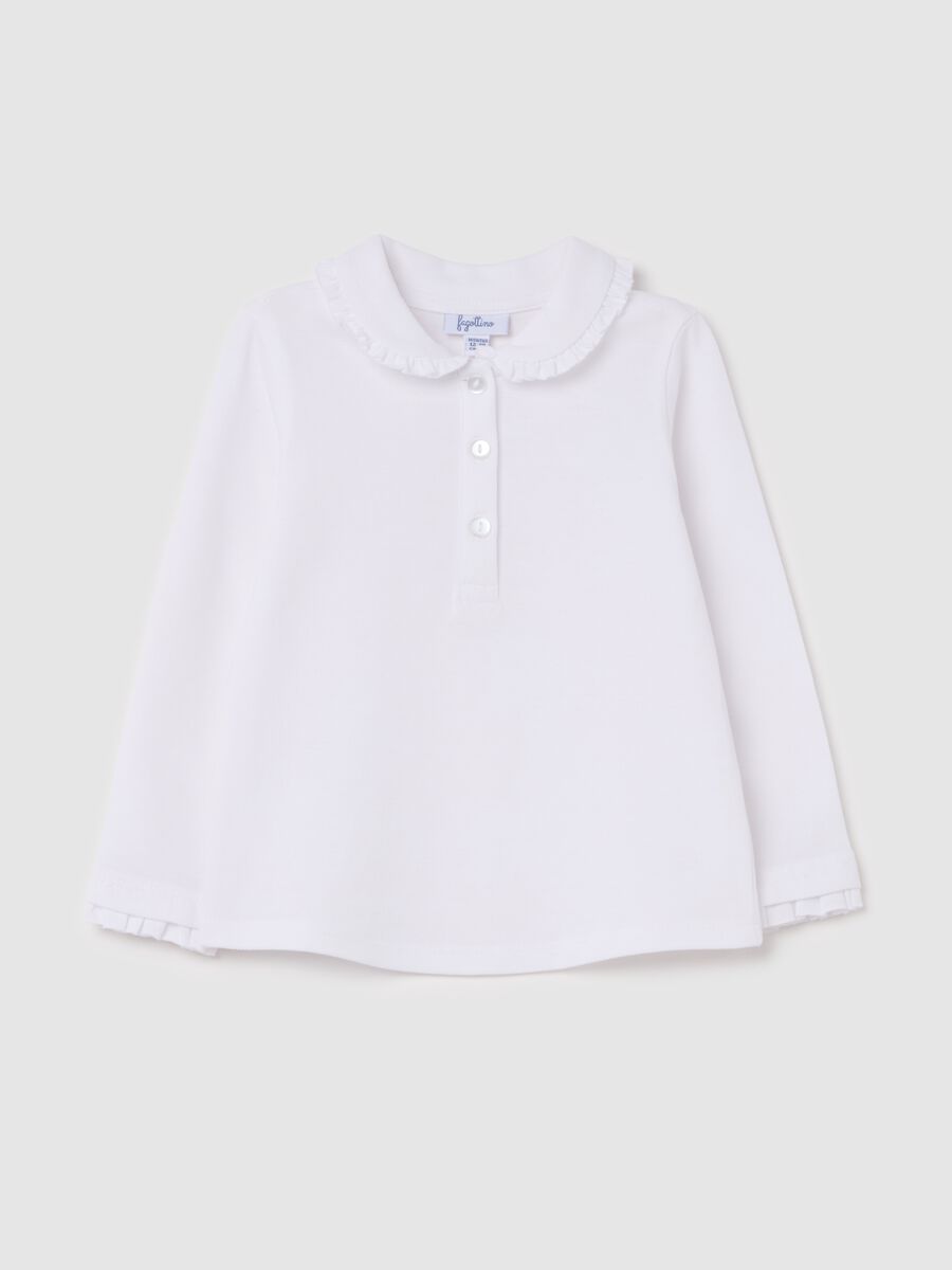 Polo in pique with ruffles_0