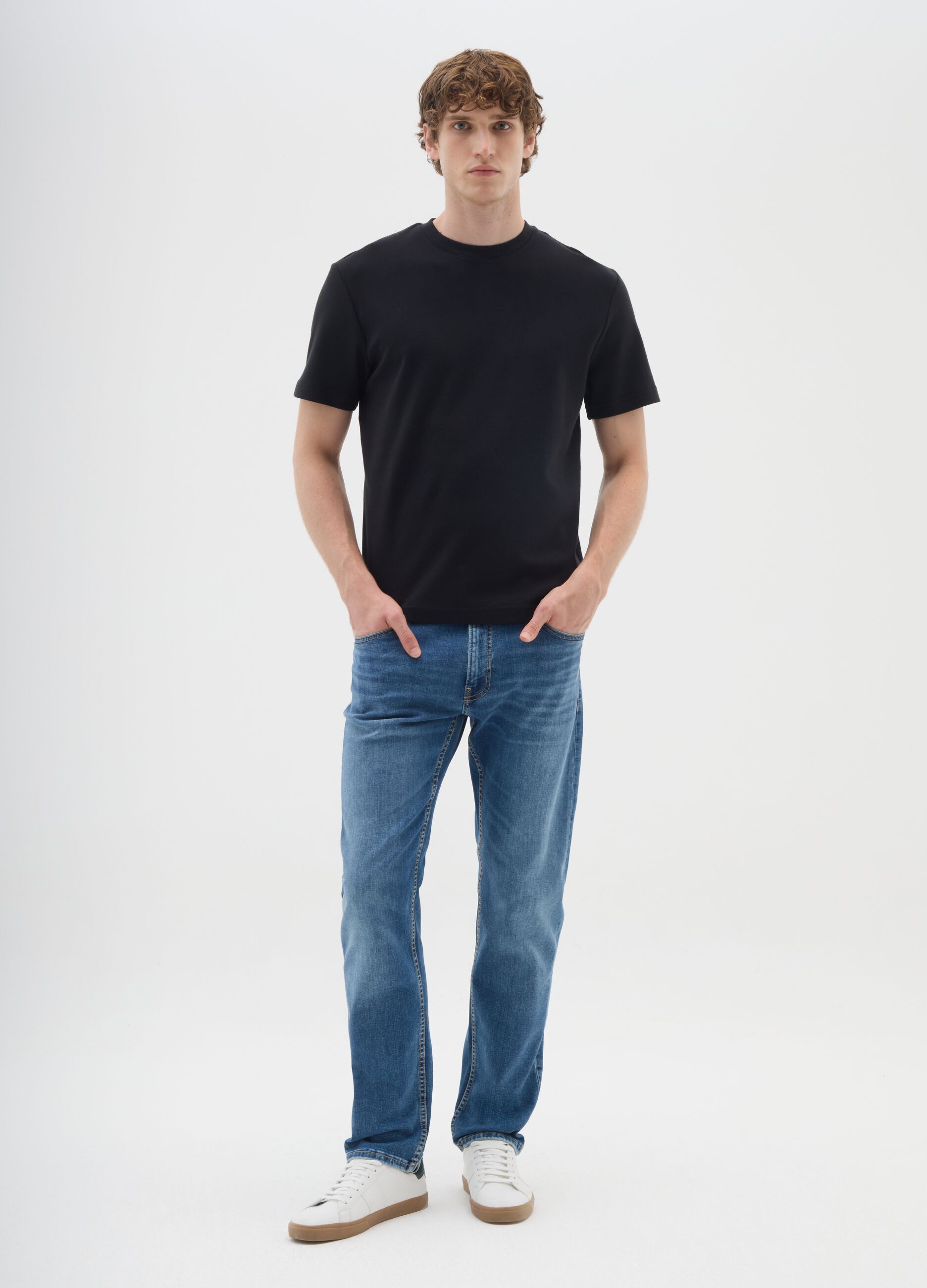 Blue stretch denim jeans regular fit
