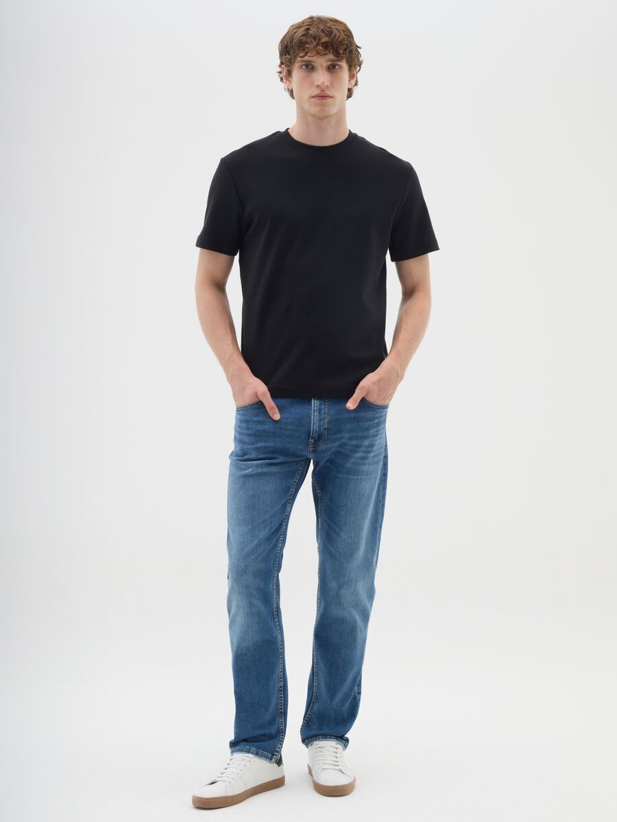 Blue stretch denim jeans regular fit_0