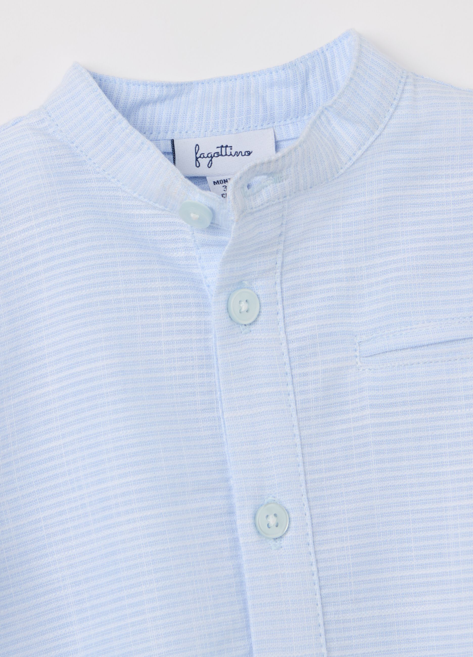 Cotton bodysuit shirt with stripes and pocket