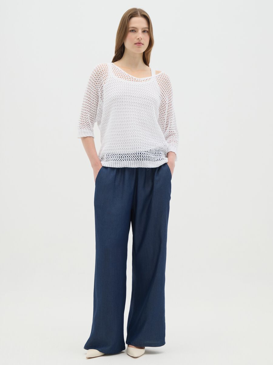 Women's white cotton regular fit jumper_1