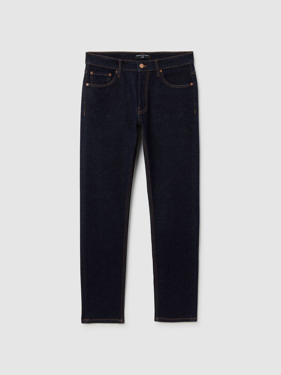Jeans blu slim in denim elasticizzato_4