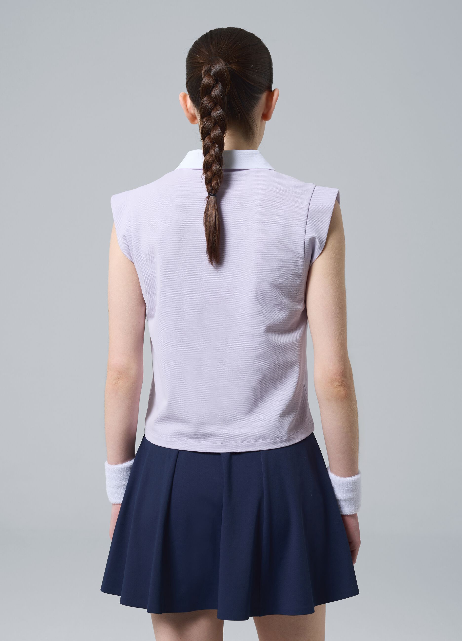 Purple sleeveless ALTAVIA COURT polo in stretch cotton with classic collar