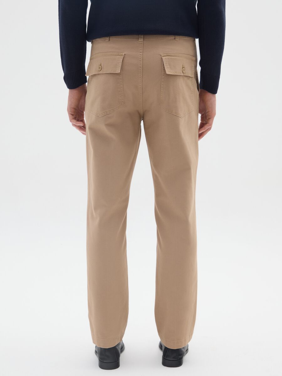 Beige baggy stretchy cotton blend trousers_2