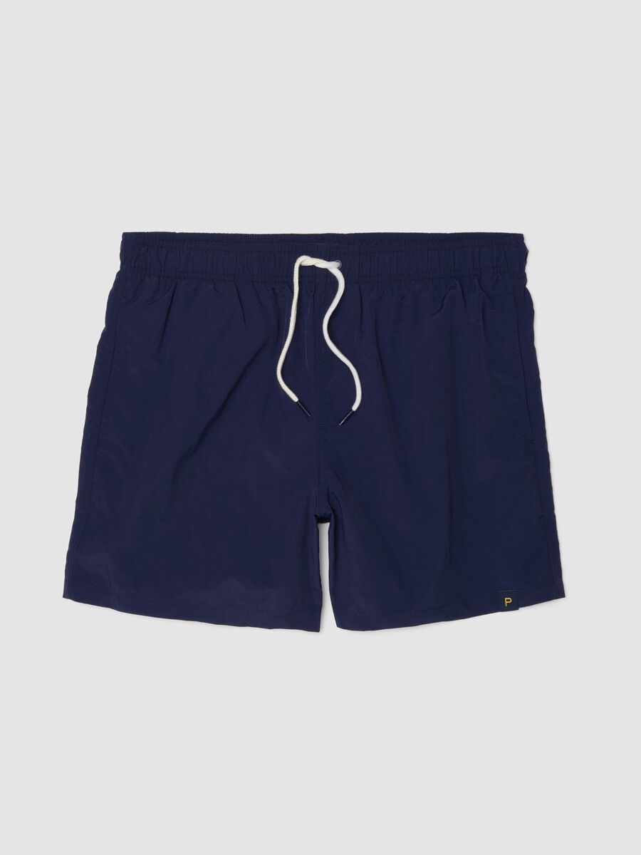Boxer da mare blu con vita elasticizzata e coulisse_0