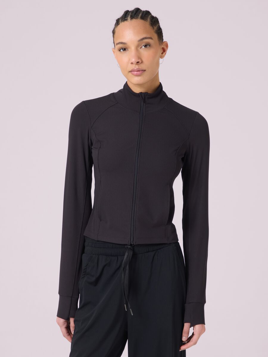 ALTAVIA STUDIO ribbed stretch fabric sport full-zip_0