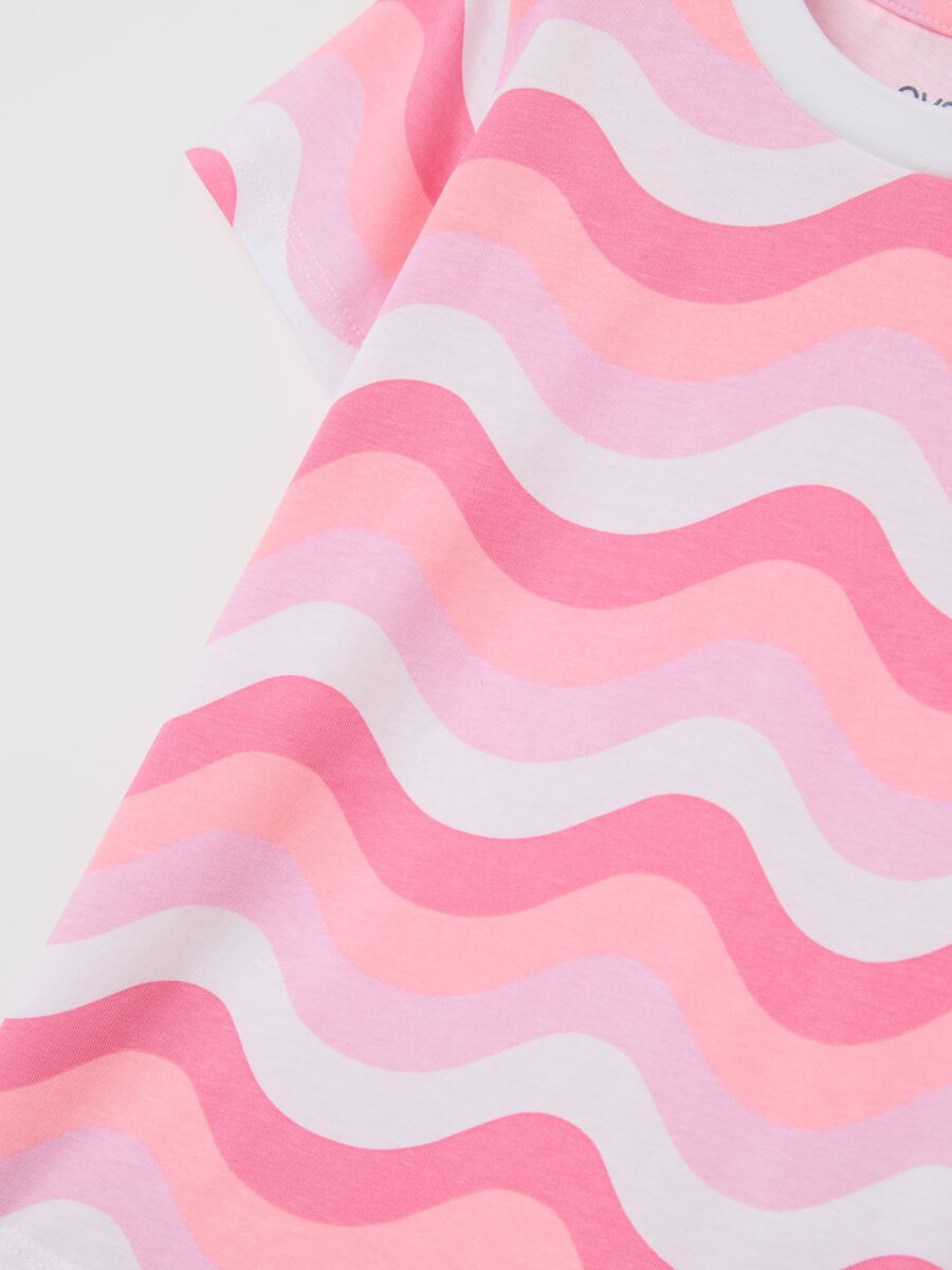 Pink and white T-shirt in cotton with print_3