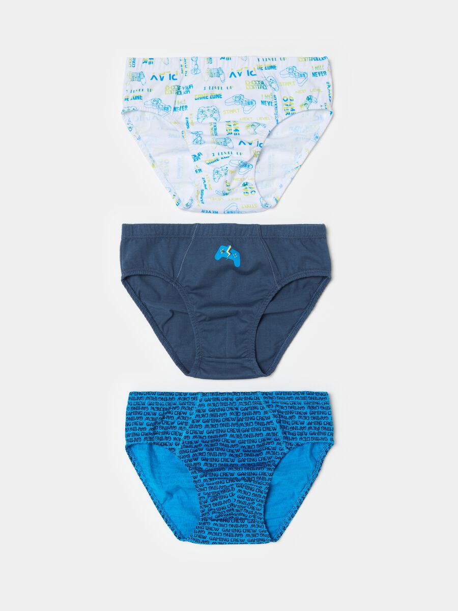 Three-pack briefs in organic cotton with print_0