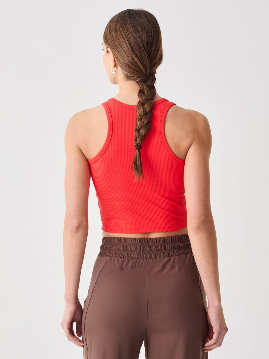 ALTAVIA STUDIO crop tank top in ribbed technical fabric_3