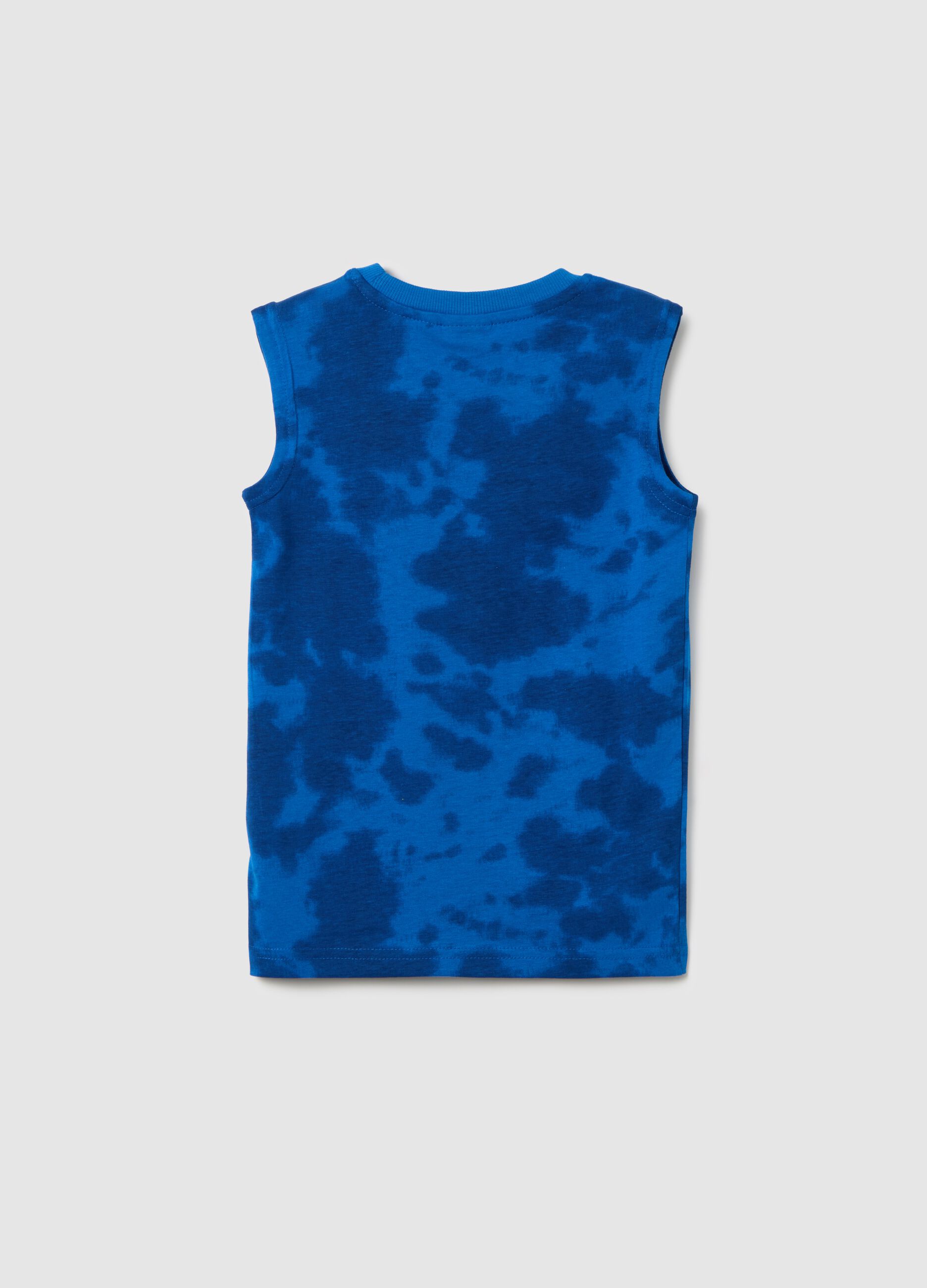 Children's blue pure cotton regular fit tank top with Sonic print