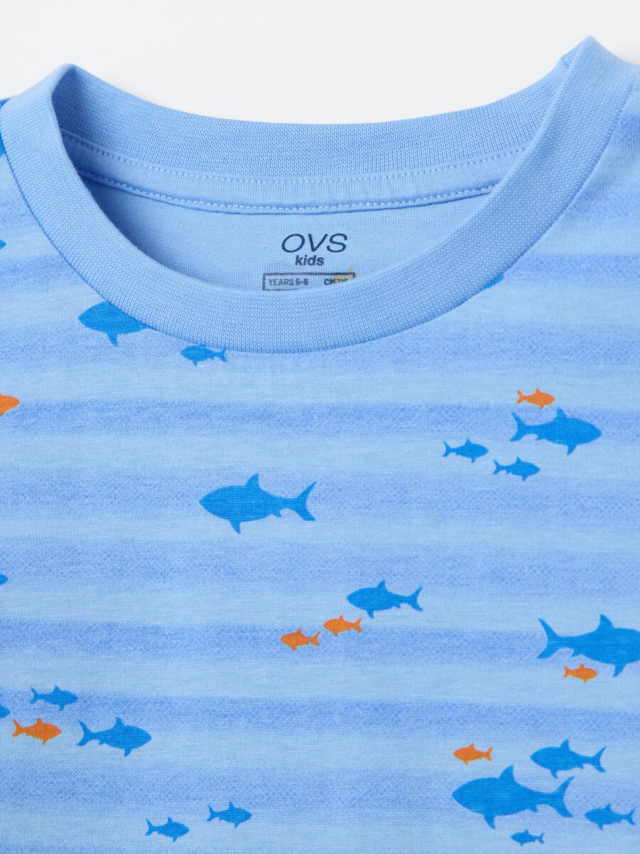 Light blue cotton pyjamas with fish print_2