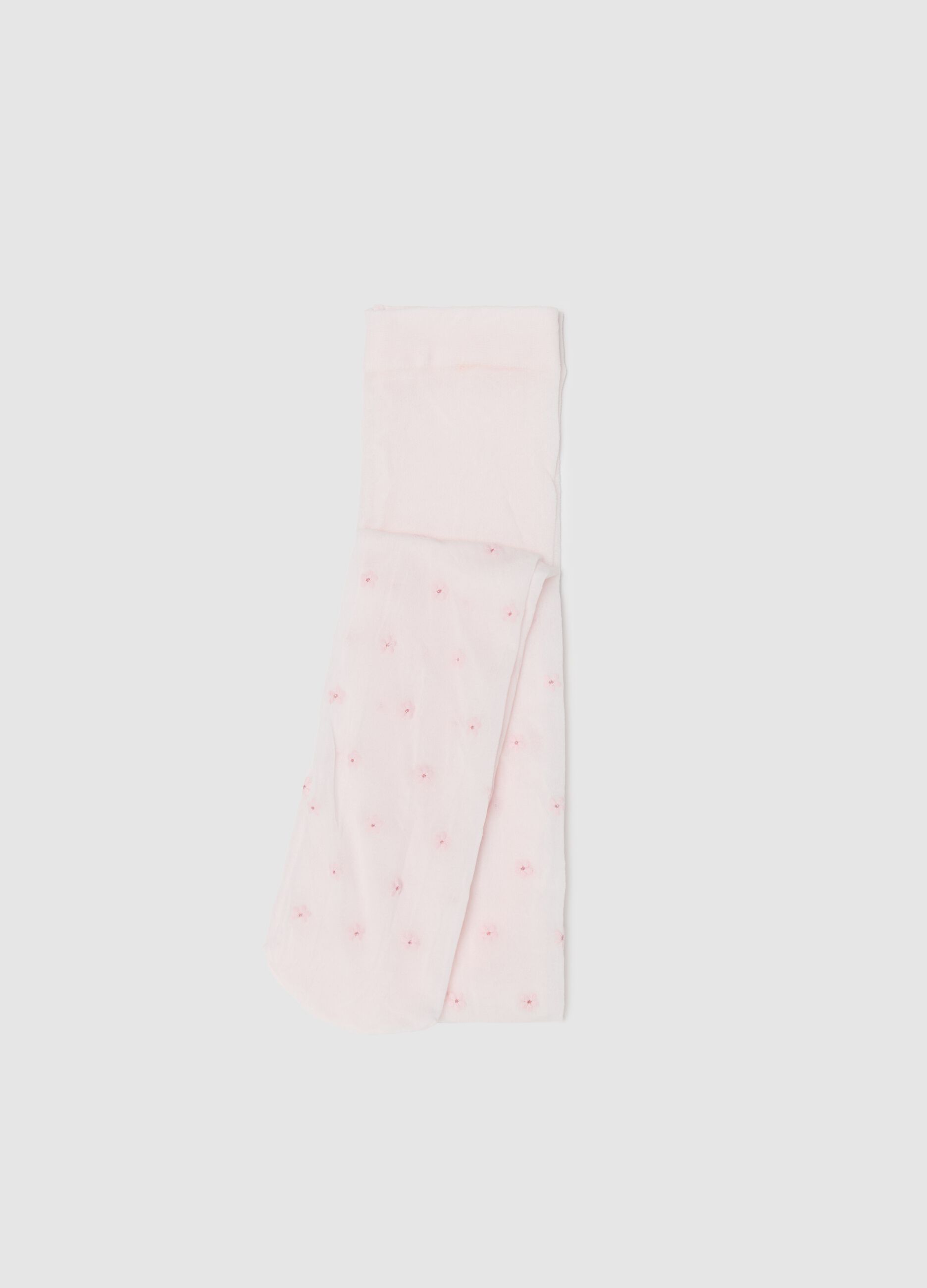Collant con fiorellini glitter