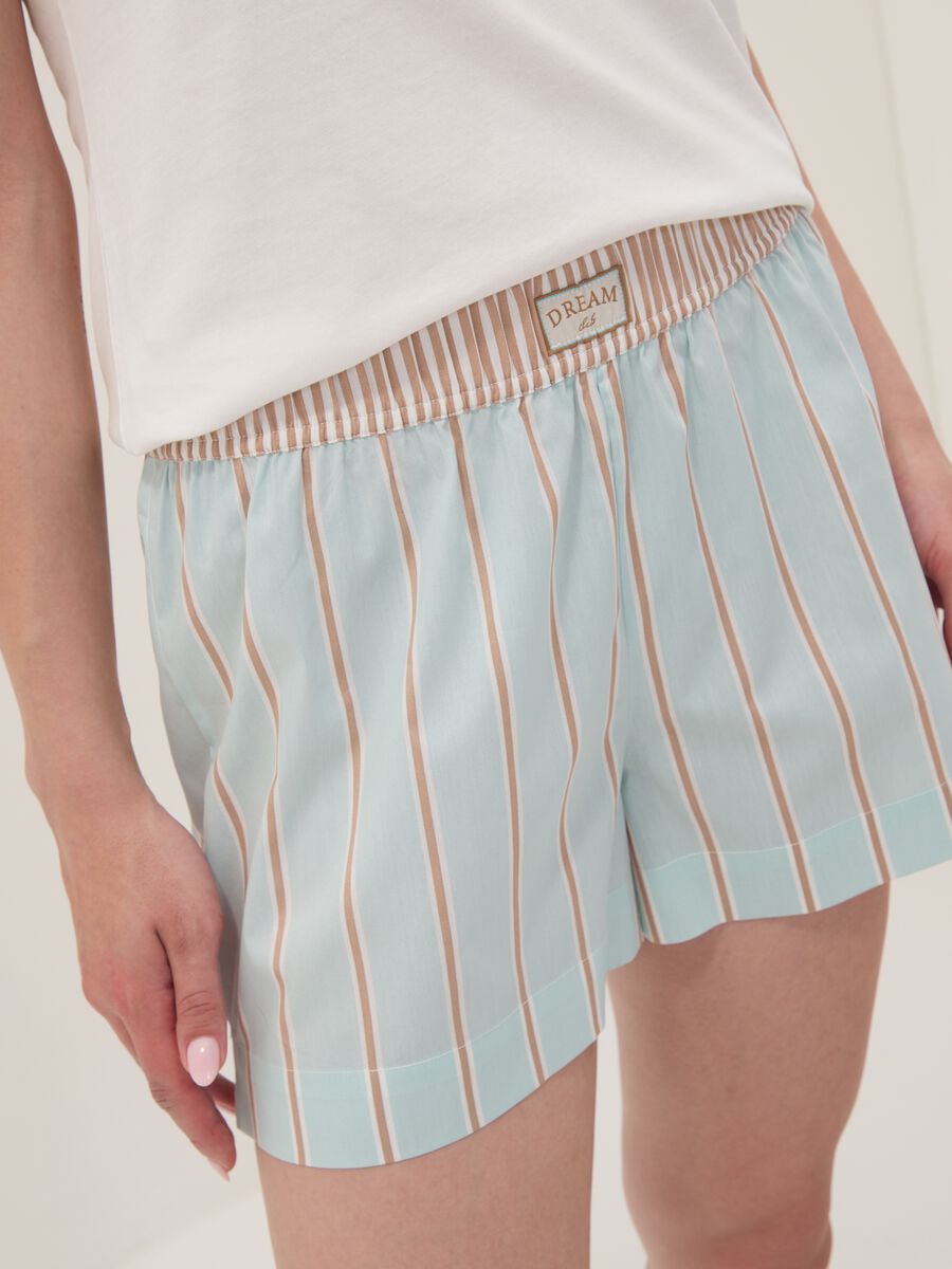 Multicolour organic cotton striped pyjama shorts_3