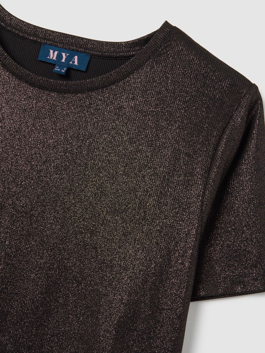 Regular fit metallic brown T-shirt_5