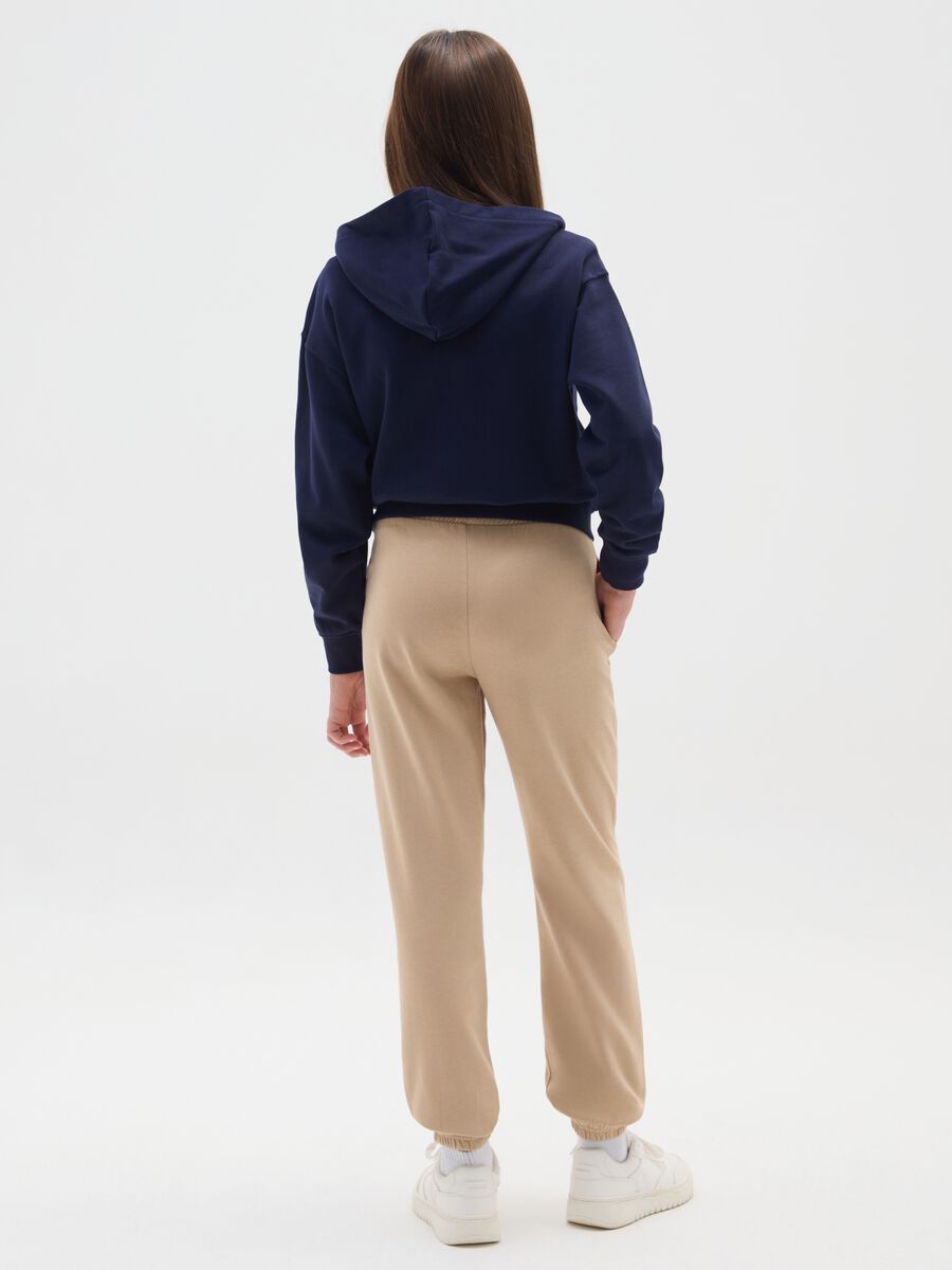 Girls' beige jogger trousers in cotton blend regular fit_1