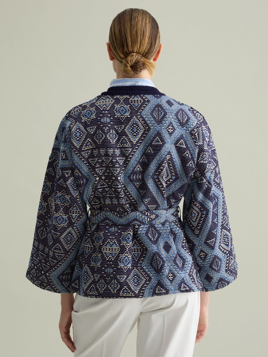 Kimono jacket with geometric jacquard pattern_3