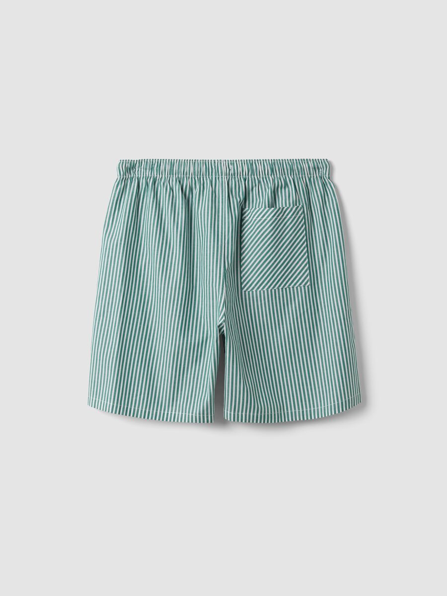 Green striped organic cotton pyjama shorts_5