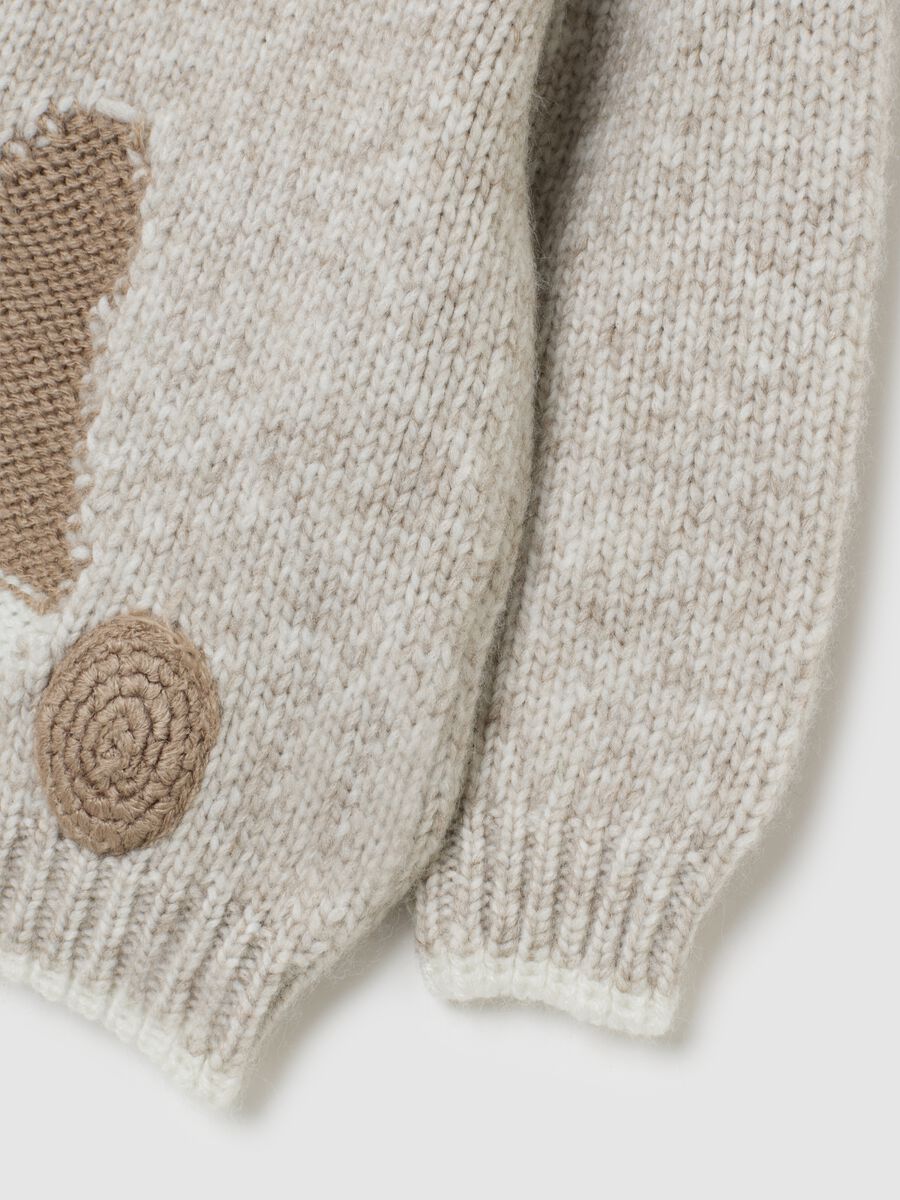 Beige regular fit baby jumper with print_3