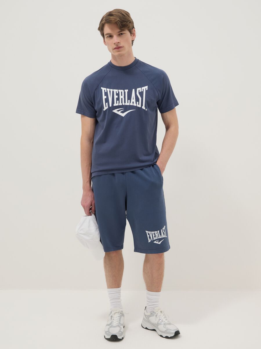Blue pure cotton regular fit t-shirt with Everlast logo_2