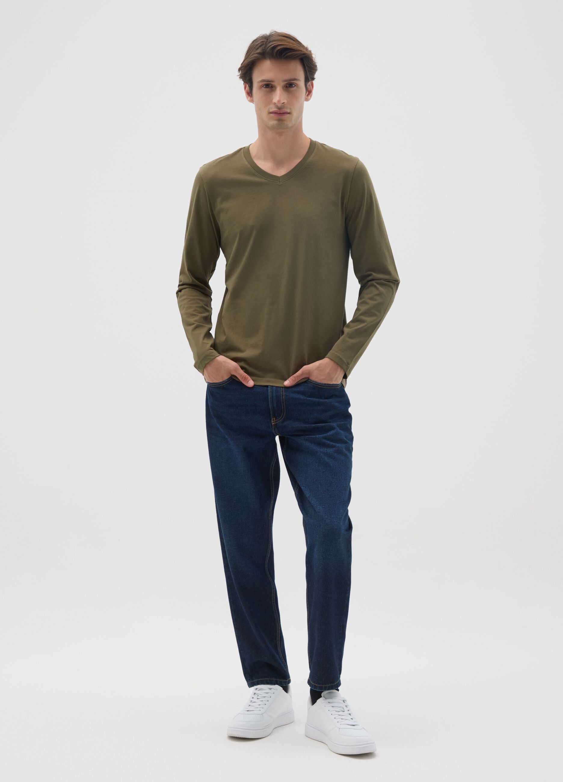T-shirt in puro cotone verde regular fit