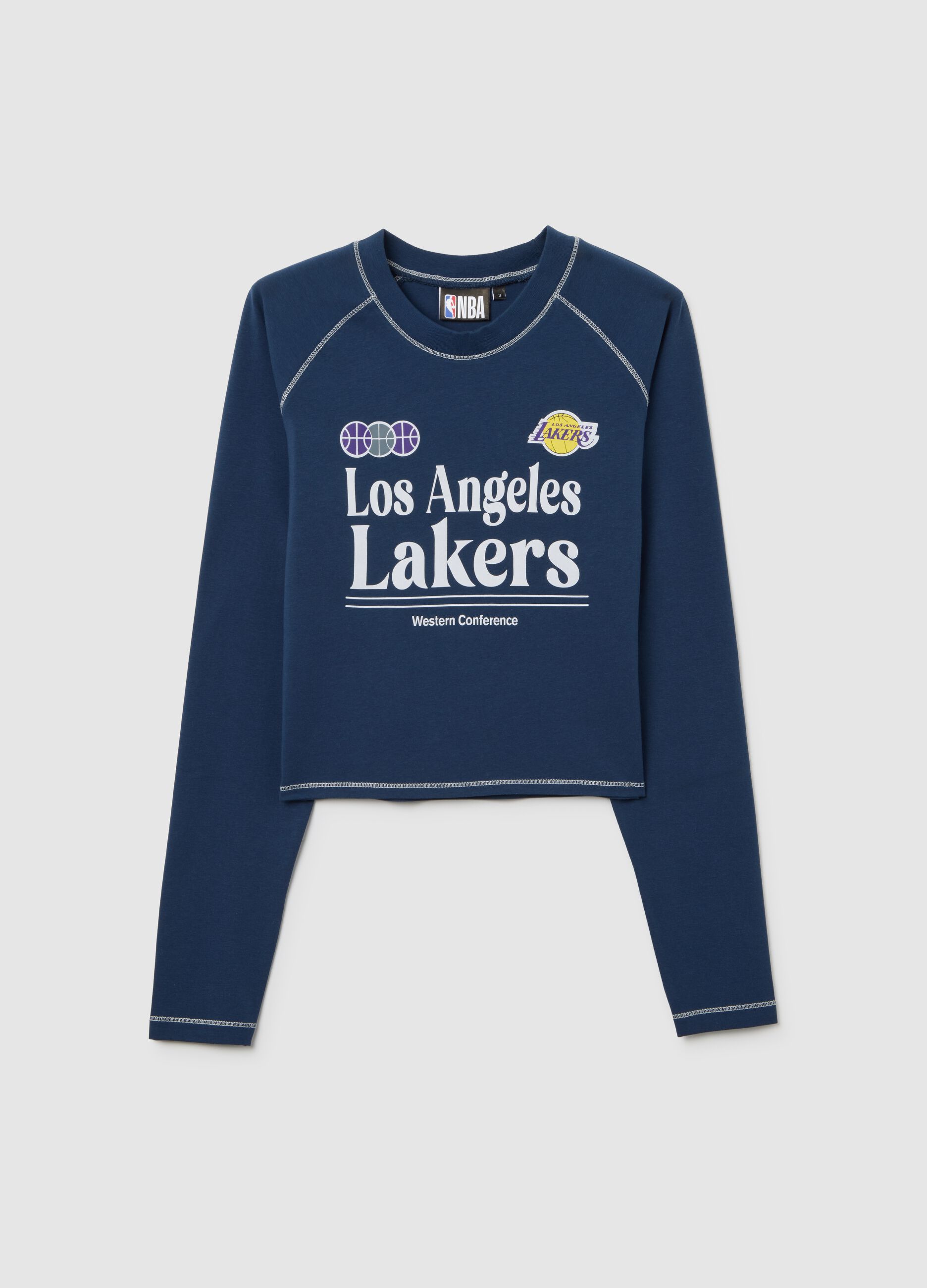 Blue stretch cotton shirt with Los Angeles Lakers logo