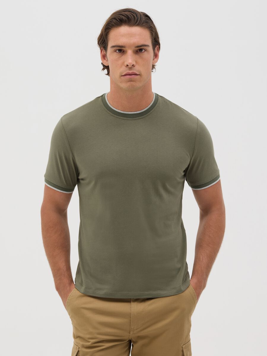 Green fitted T-shirt in cotton_0