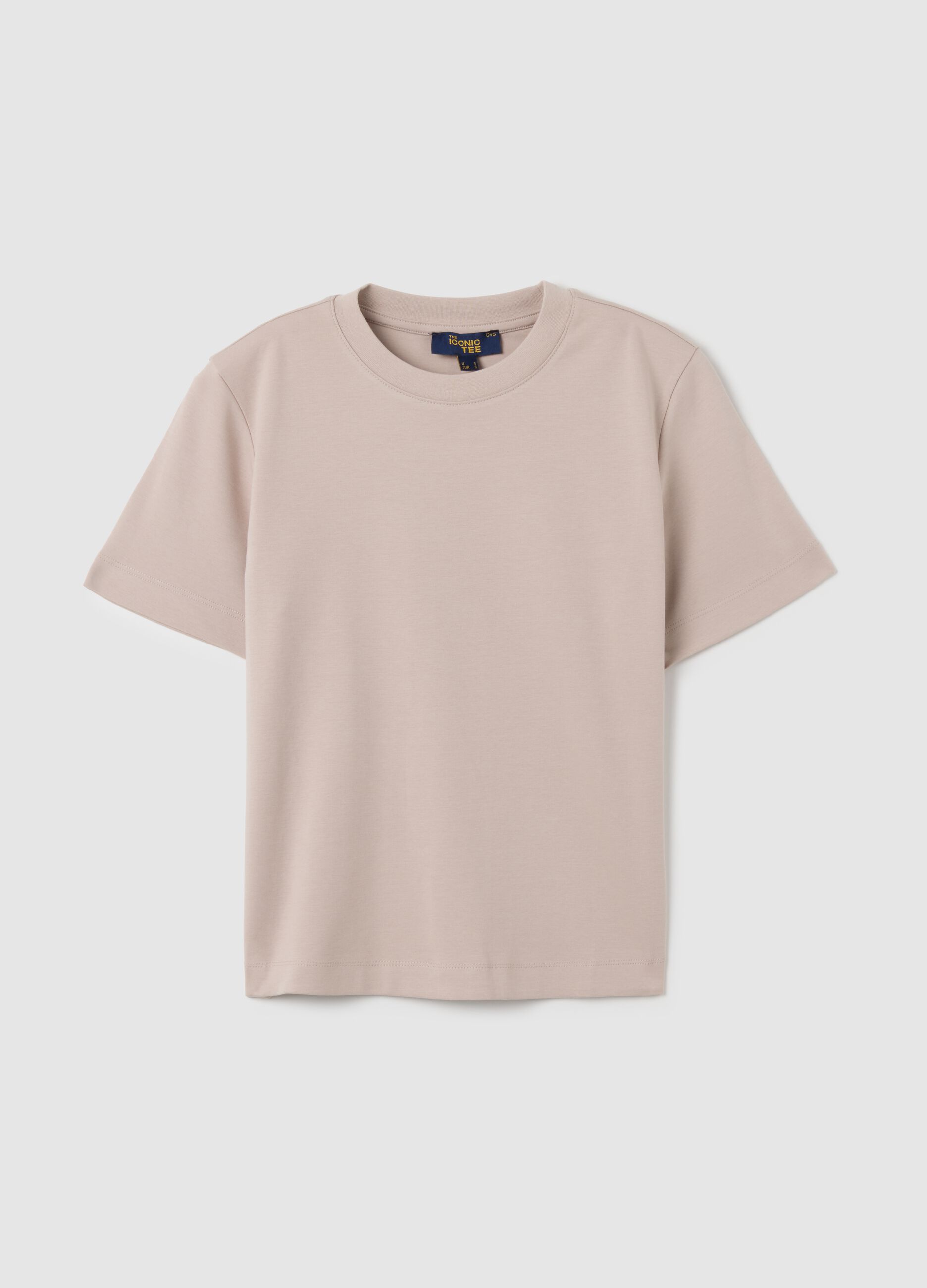 Beige Regular Fit Pure Cotton T-shirt