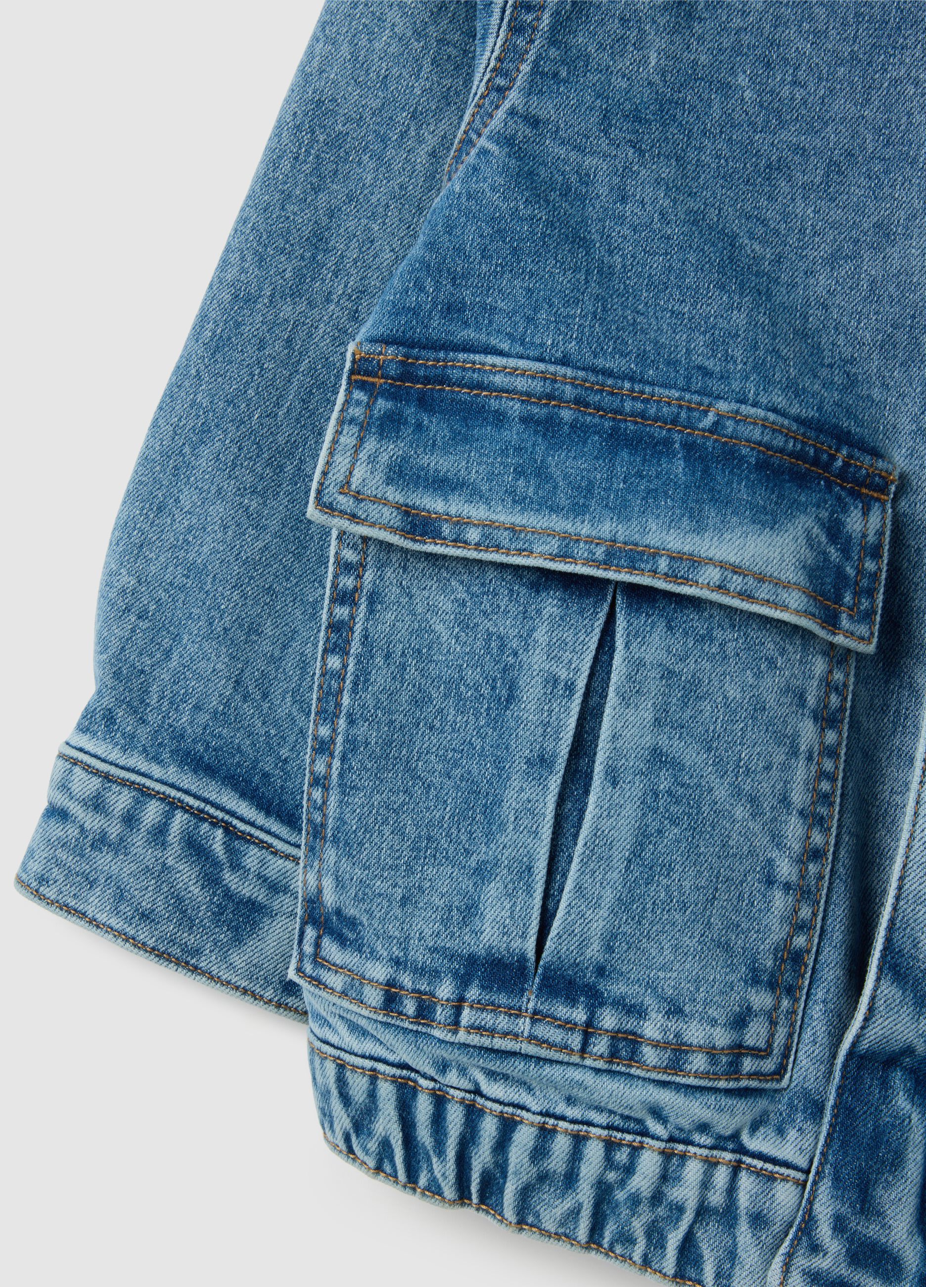 Children's blue denim jacket with cargo pockets