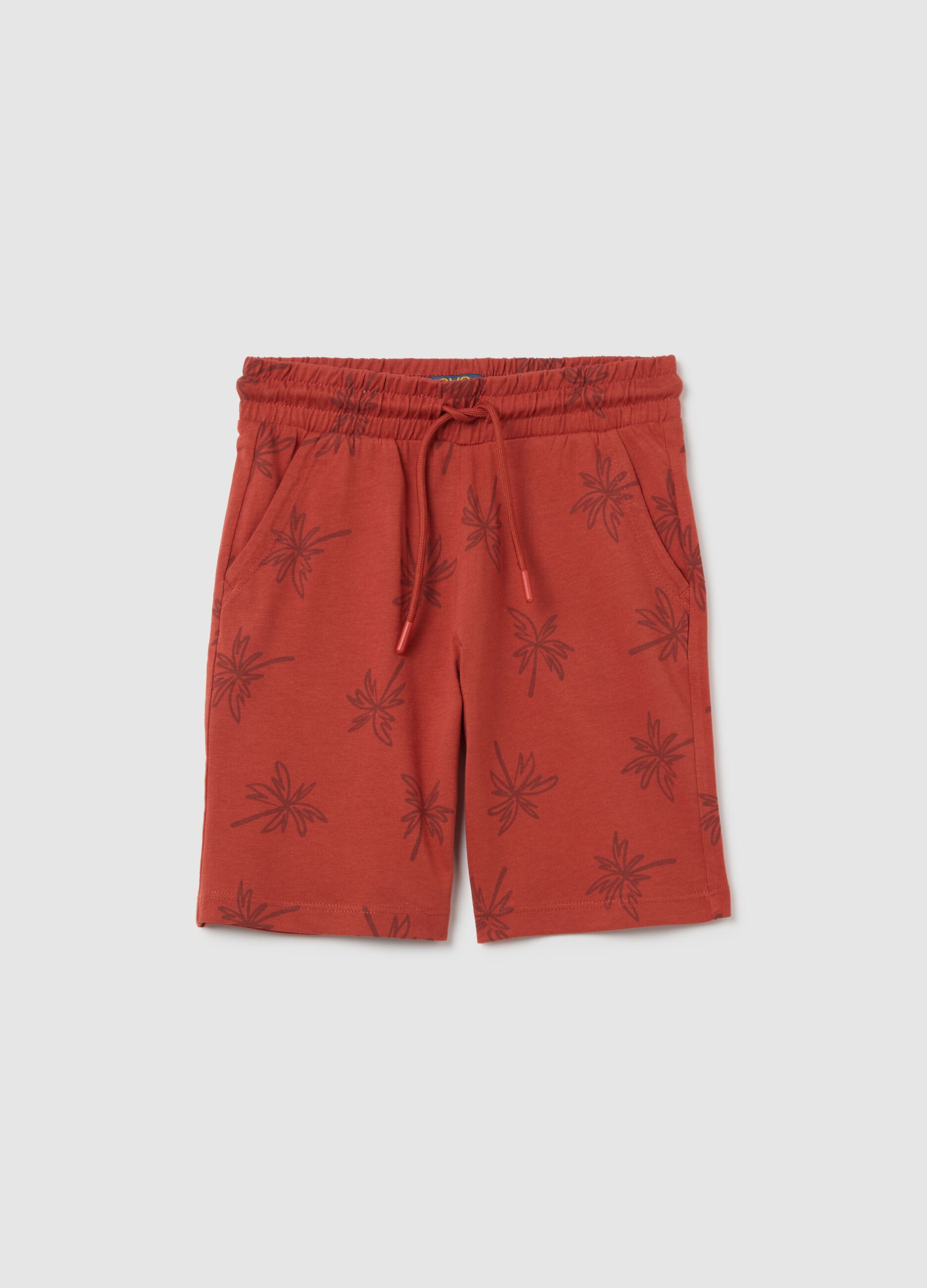 Boys' orange regular fit pure cotton shorts