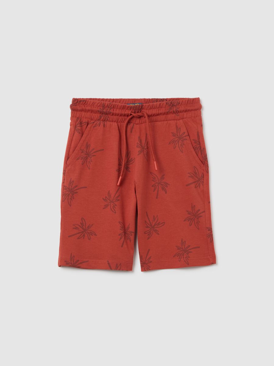 Boys' orange regular fit pure cotton shorts_0