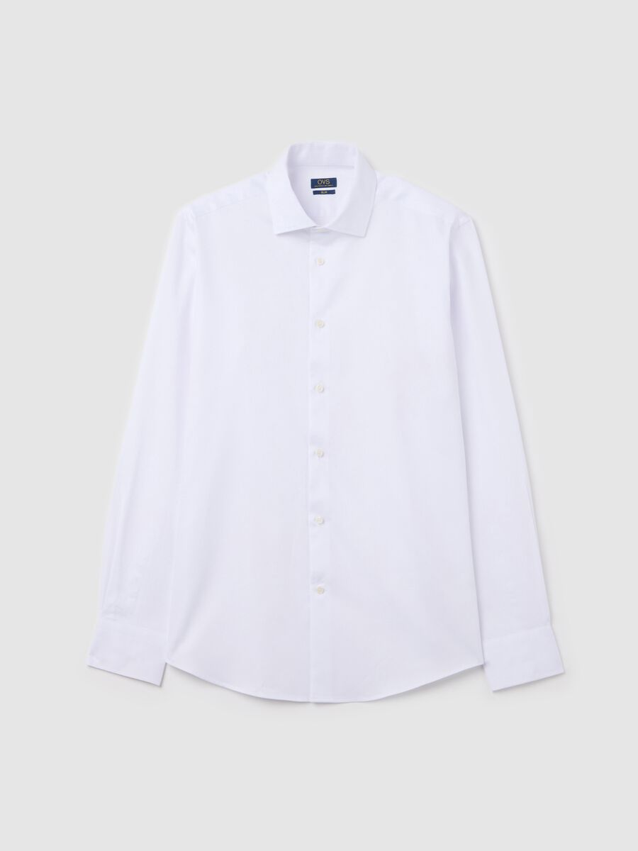 Slim-fit easy-iron shirt in white Oxford cotton_4