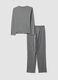 Grey organic cotton and viscose blend pyjamas with teddy bear print_6
