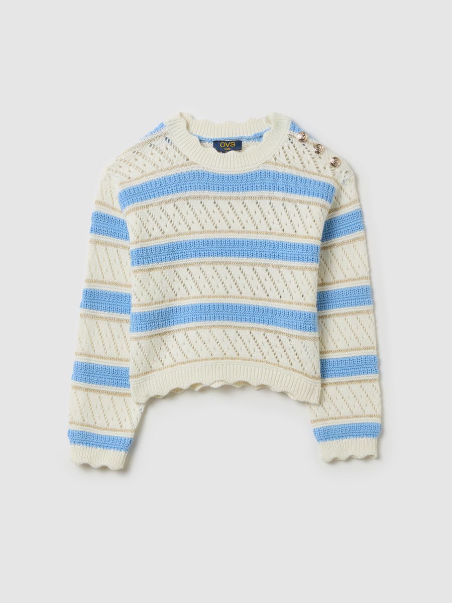 Striped pullover with openwork design_0