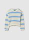 Pullover a righe con lavorazione traforata _0