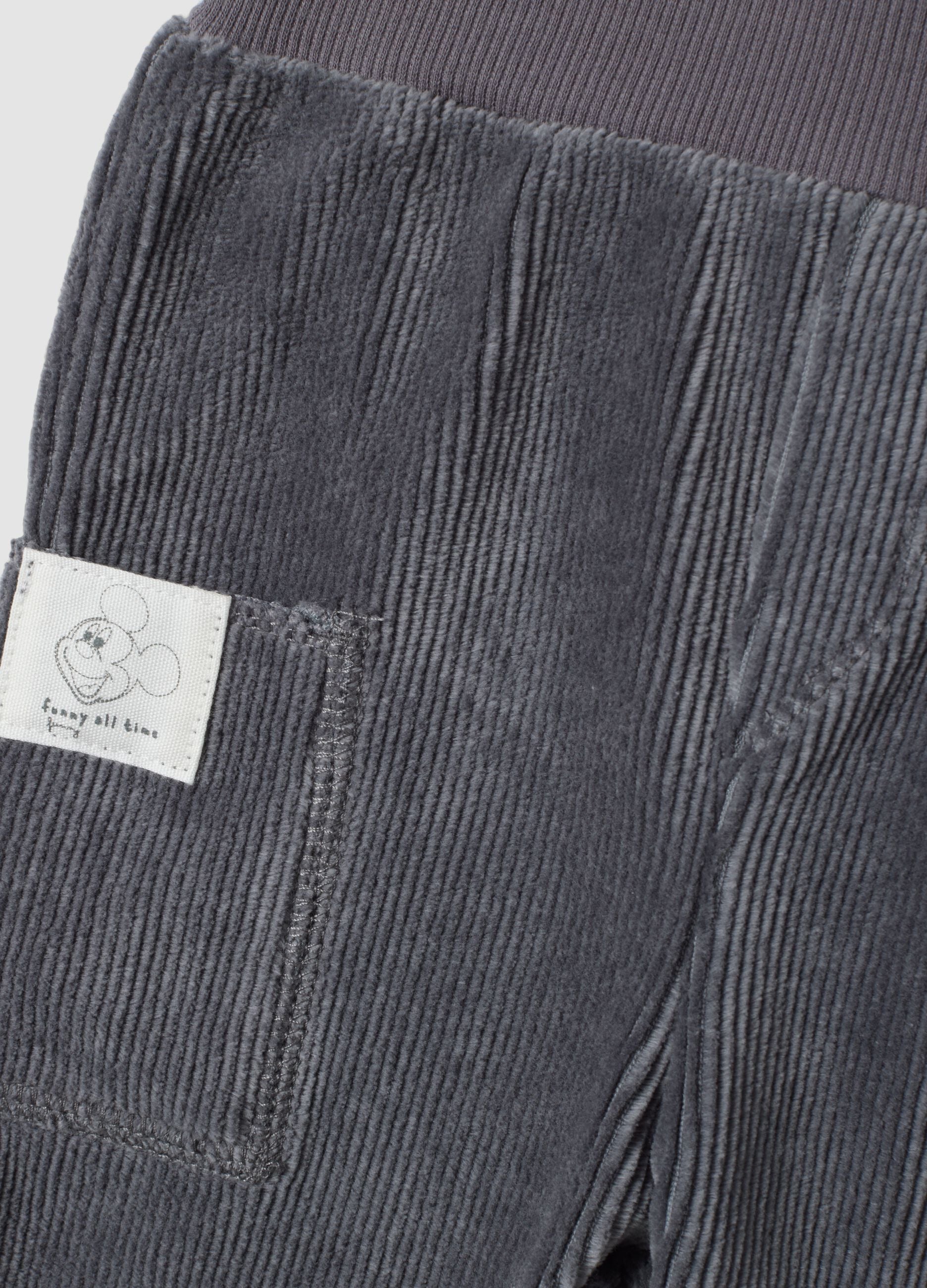 Grey ribbed organic cotton set with Mickey embroidery